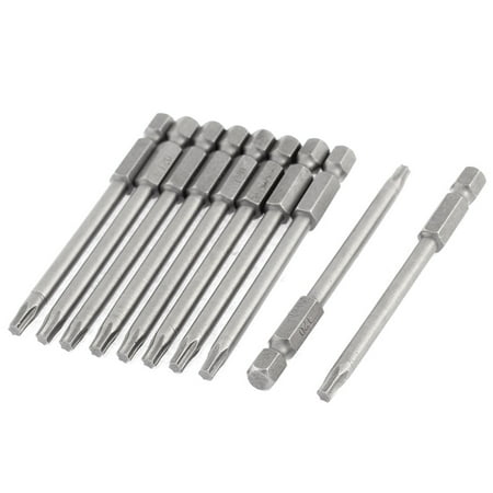 - 75mm Length T20 Magnetic Torx Tip Round Shank Screwdriver Bits 10 Pcs