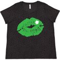 thumbnail image 3 of Inktastic St. Patrick's Day Lucky Lips with White Shamrock Women's Plus Size T-Shirt, 3 of 5