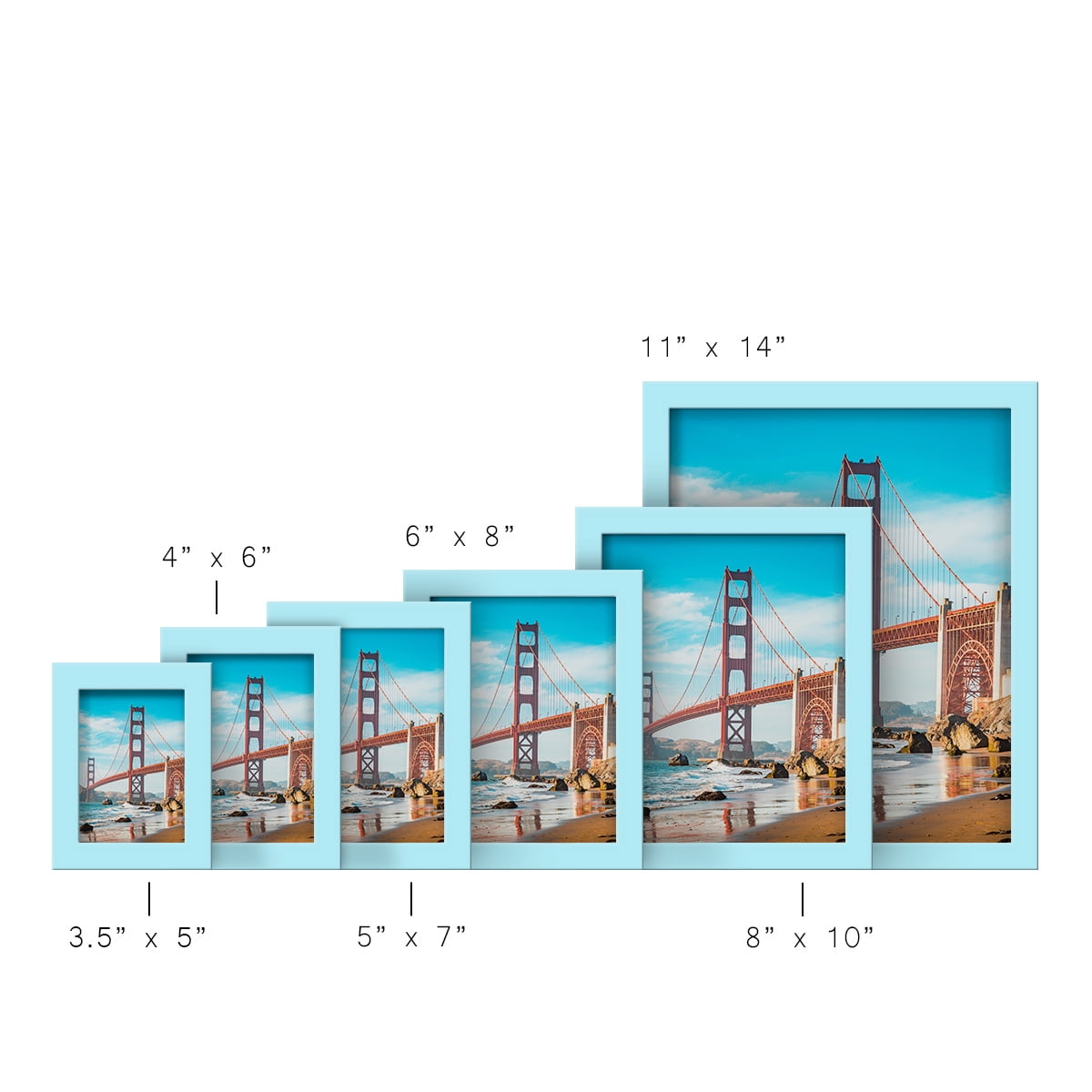 Modern 4 in. x 6 in. Light Blue Picture Frame (Set of 4)
