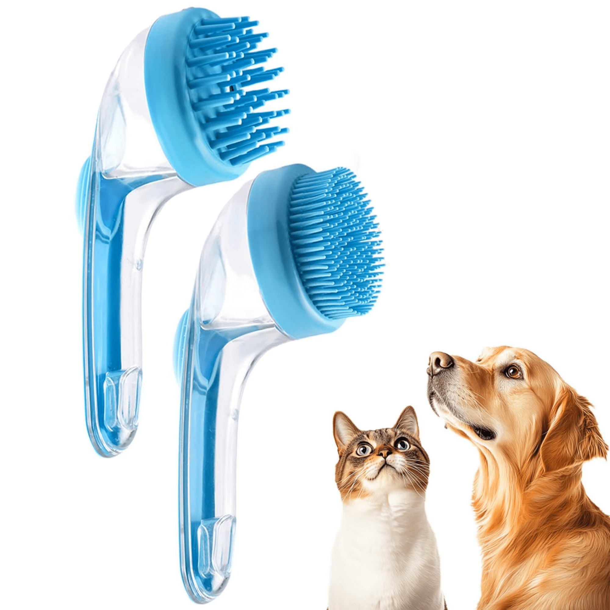 Long Handle Liquid-Filled Pet Massage Bath Brush, Multifunctional Silicone Shampoo Shower Comb, Suitable for Long & Short Haired Dogs and Cats