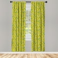 thumbnail image 2 of Ambesonne Lemon Curtains, Sketchy Citrus Fruits Leaves, Pair of 28"x63", Yellow Lime Green, 2 of 4