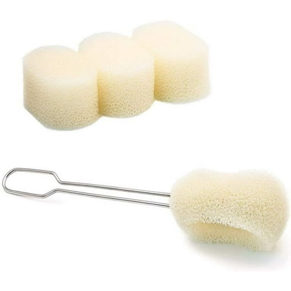 Nvzi Brush Sponge, Replaceable Sponge (3 Pcs), Stainless Steel Long Handle Sponge Brush, Used to Clean Kettle and Kitchen Utensils,Small Sponge Brush.