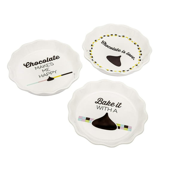 Godinger Hershey's Kisses Mini Pie Dish Set - Baking-Serving Porcelain - 6" Oven Cookware - Set of 3