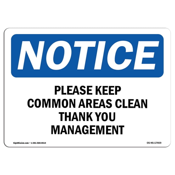 OSHA Notice Signs - Please Keep Common Areas Clear Thank You | Decal | Protect Your Business, Work Site, Warehouse |  Made in the USA