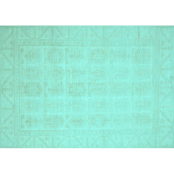 Ahgly Company Indoor Rectangle Oriental Light Blue Traditional Area Rugs, 2' x 5'