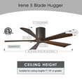 thumbnail image 2 of Matthews Fan Company IR5H-TB-WA-52 Irene 52" Textured Bronze Hugger Ceiling Fan with 5 Walnut Blades, Remote and Wall Control, Indoor/Outdoor Damp Rated, 2 of 6