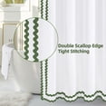 thumbnail image 4 of FRAMICS Sage Green Scalloped Shower Curtain Sets with Rug, 14 Piece Fabric Bathroom Sets with Hooks, Heavy-Duty Slub Textured & Waterproof, 72" x 72", 4 of 10