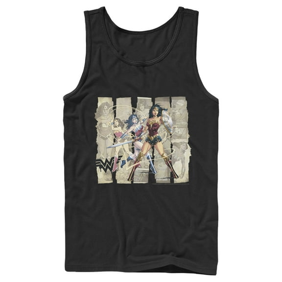 Men's Justice League Paper Strips Portrait Tank Top Black Large