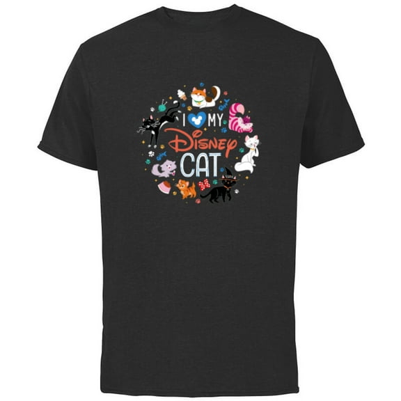 Disney I Love My Disney Cat - Short Sleeve Cotton T-Shirt for Adults - Customized-Black