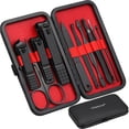 thumbnail image 1 of Glamne Set de manicura Kit de cortaúñas Herramientas profesionales para el cuidado de uñas de acero inoxidable con estuche de viaje de cuero 10 en 1 negro, 1 of 5
