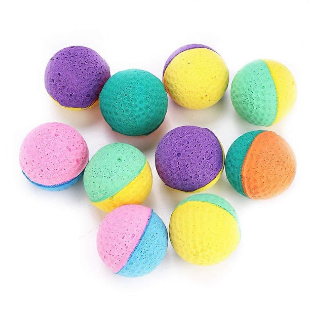 10 piezas/juego de bolas de látex coloridas para gatos, juguetes de bolas de látex para gatos, juguetes para rascar para gatitos, pelota de espuma para divertirse, ejercitador interactivo para gatos
