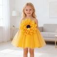 thumbnail image 6 of FINALGANG Girls Sunflower Tutu Dress 3D Flower Decor Tulle Skirt Cute Party Dress For Party daily Wear Yellow 6-9 Months, 6 of 8
