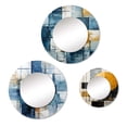 thumbnail image 2 of Designart "Cubism Shapes In Cerulean" Abstract Shapes Round Mirror Set Of 3 - Modern Blue Round Bedroom Mirror Wall Decor Set, 2 of 5