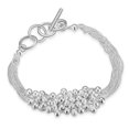 thumbnail image 1 of 925 Sterling Silver Bracelet with Six Rows of Light Pearls and Handcrafted Pearl Design, 20 cm Length, 1 of 5
