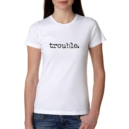 Simple Classic T-shirt - Trouble. Period - Simple Classic Distressed Women's Cotton T-Shirt