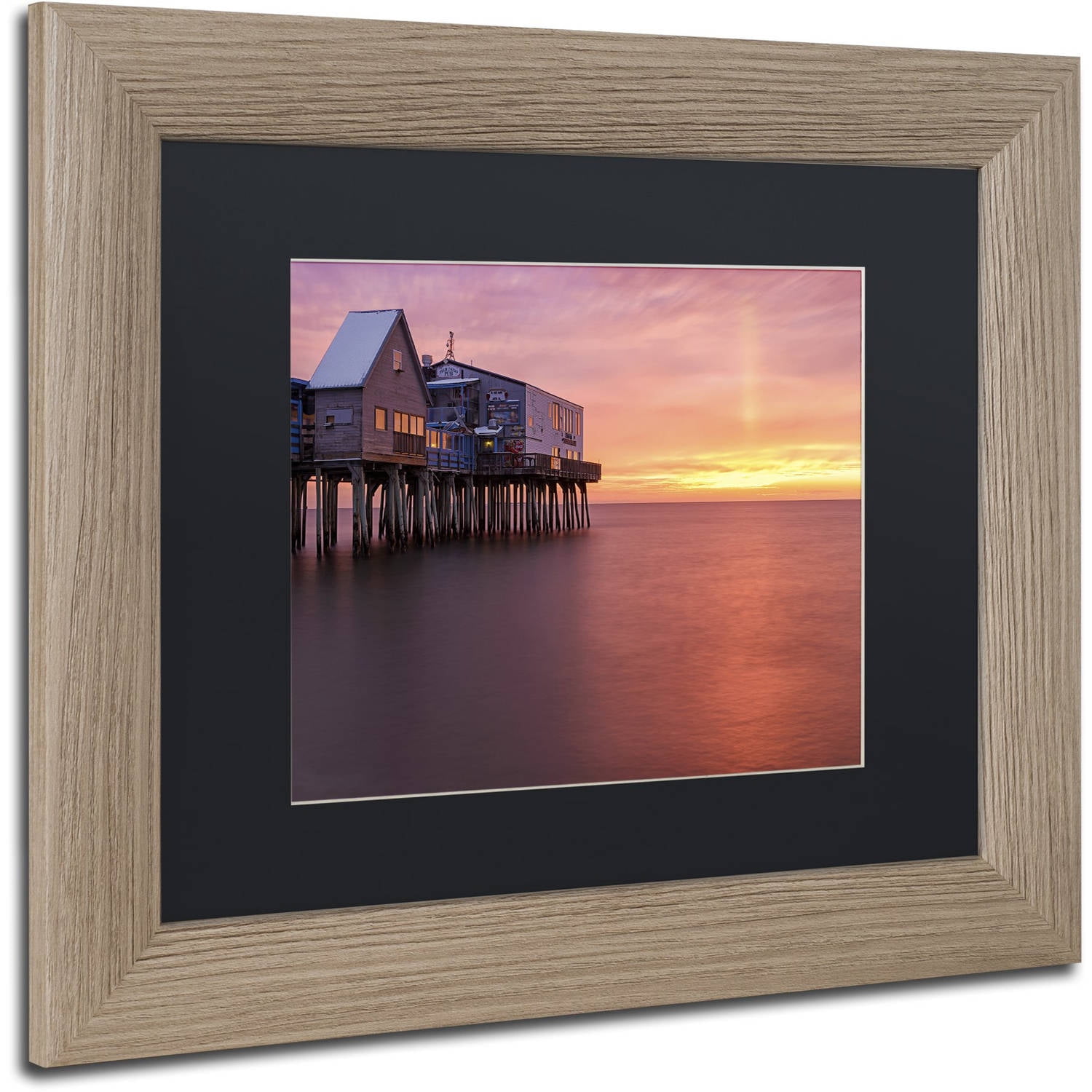 Trademark Fine Art "Crimson Pier" Canvas Art by Michael Blanchette Photography Black Matte, Birch Frame