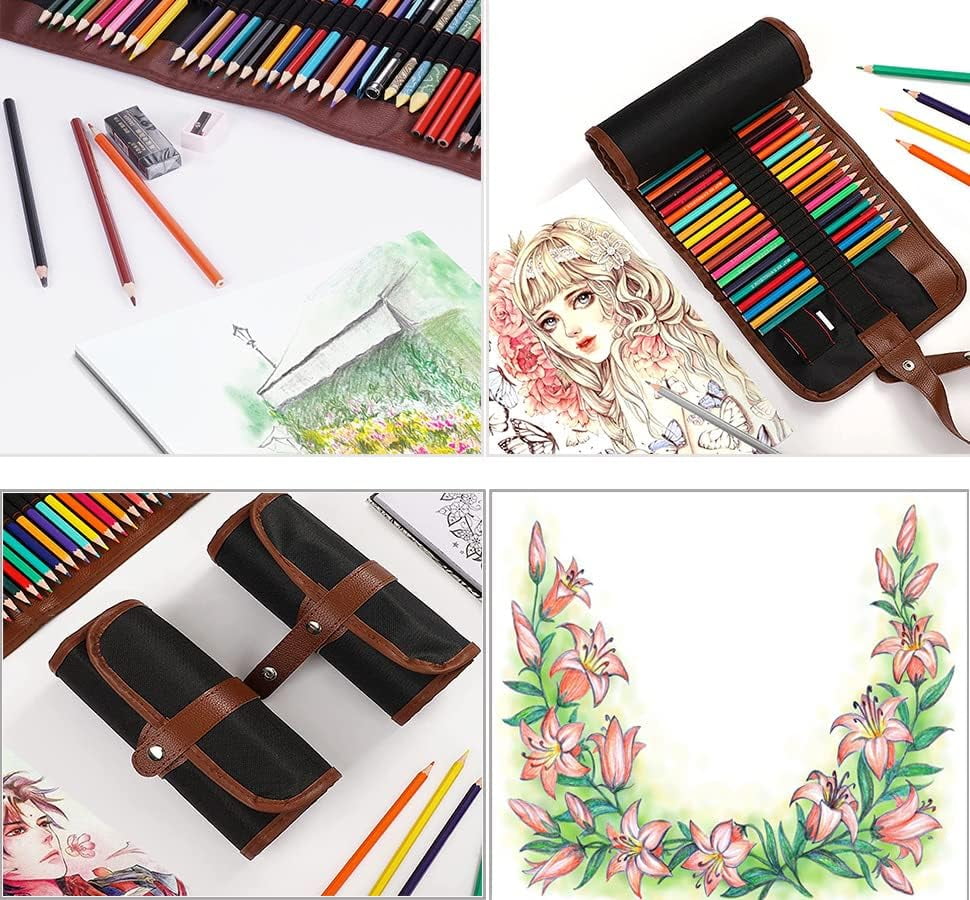 Sketch & Drawing Art Pencil Kit 52 Piece Set, 24 Color Pencil for Coloring Books, Pencil of Graphite & charcoal, 3-color Sketchbook, coloring book Etc, Art Supply Ideal for Adult Student Beginner