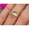 thumbnail image 4 of Milgrain 2.50 Carat 8X6mm Oval Cut Champagne Diamond Moissanite Wedding Set Bridal Ring On 10K Rose Gold Halo Art Deco Stacking Matching Band Glaring Shining Startling Staggering, 4 of 5