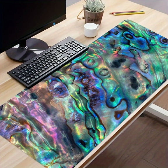 1pc Haliotis Shell Original Nature Series Mouse Pad, Large Gaming Keyboard Pad,Big Desk Pad With Thick Stitched Edges Suit For Home Office Or Gaming