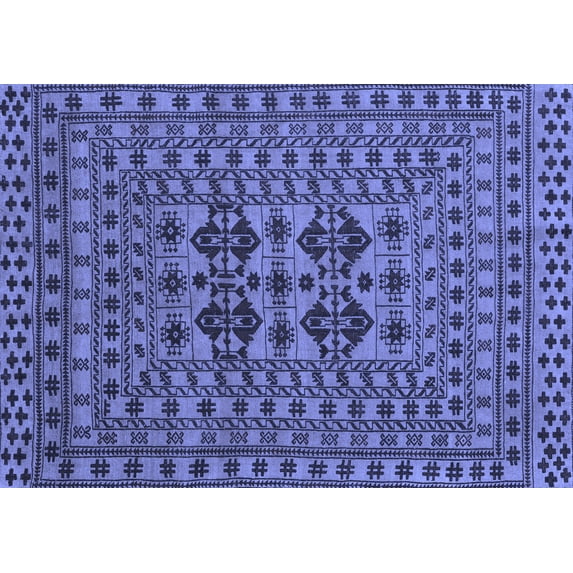 Ahgly Company Machine Washable Indoor Rectangle Southwestern Blue Country Area Rugs, 2' x 5'