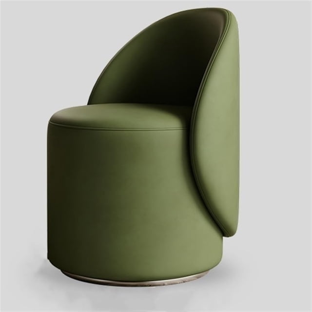 Vanity Chair with Foot Pads, 360°Swivel Vanity Chair Stool with Leather, Makeup Chair with Backrest Design for Makeup Room, Bathroom, Living Room(Green)