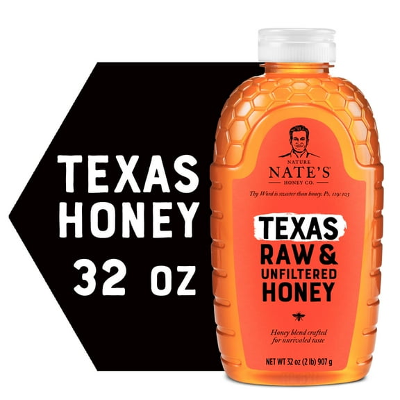 Nate's Texas Honey: 100% Pure, Raw and Unfiltered Honey - 32 fl oz Gluten-Free Honey