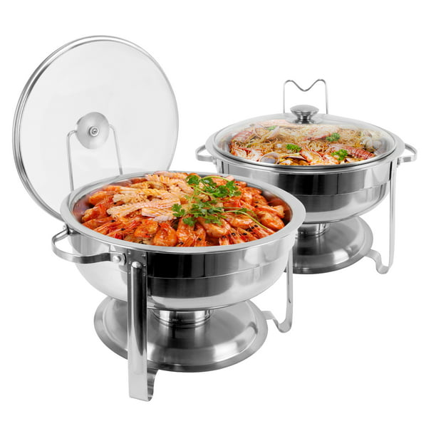 BreeRainz 2 Packs 4 QT Round Chafing Dish Buffet Set, Stainless Steel ...