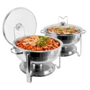 BreeRainz 4 QT Stainless Steel Round Chafing Dish Buffet Set (2 Packs)