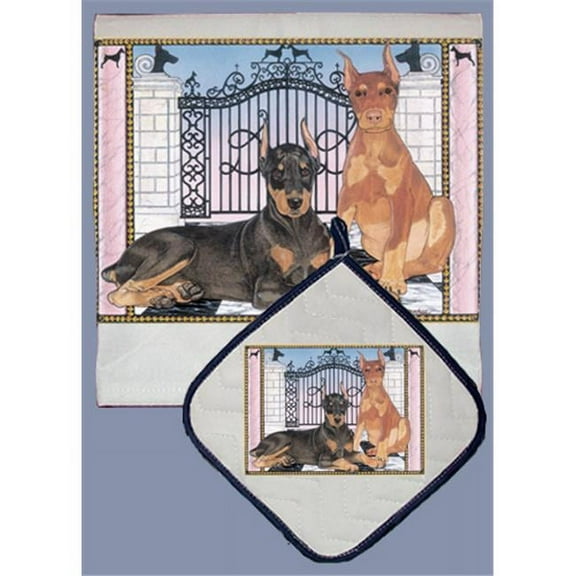 Dish Towel and Pot Holder Set - Doberman