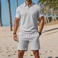 thumbnail image 4 of TaTaai Mens Two Piece Set Mens Solid Color Short Sleeve Shirt with Drawstring Shorts Casual Sports Summer Set Gift, 4 of 6