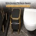 thumbnail image 3 of Office Trash Can with Lid, Black Bathroom Trash Can with Gold Edge, Modern Narrow Garbage Can with Legs, Slim Plastic Trash Bin for Bedroom, Living Room,Kitchen,Toilet, 4 Gallon, 3 of 7