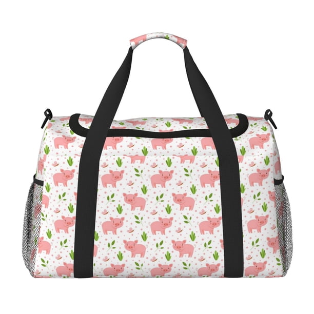 Fotbe Funny Little Pigs Bolsa de Viaje con Estampado, Bolsa de Fin de Semana para Mujer con Compartimento para Zapatos, Bolsa de Gimnasio con Bolsillo Húmedo