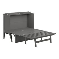 Northampton Full Wood Murphy Bed Desk with Mattress & Built-in Charger in Gray