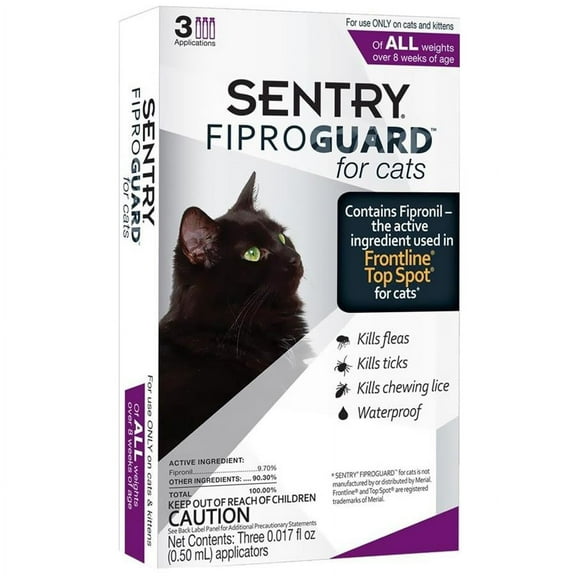 Sentry Fiproguard Flea & Tick Treatment for Cats, 3 Monthly Doses