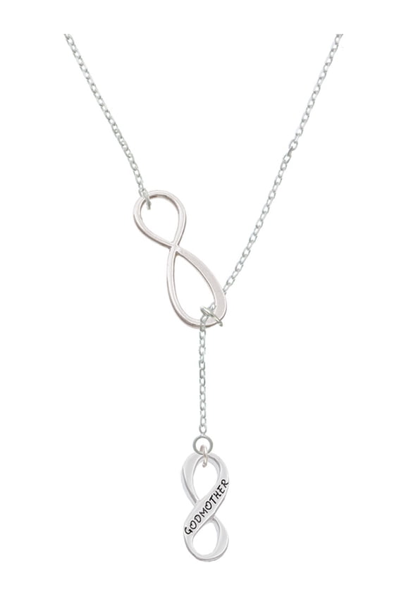 Godmother Infinity Sign Silver tone Elegant Infinity Lariat Necklace