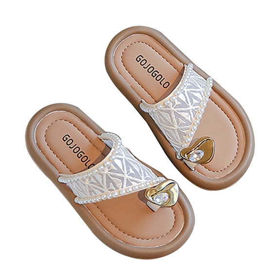 WREESH Girls Flip-Flops Slippers: Slip-On Open Heel Sandals for 2-13 Years, Breathable and Non-Slip with Korean Design White