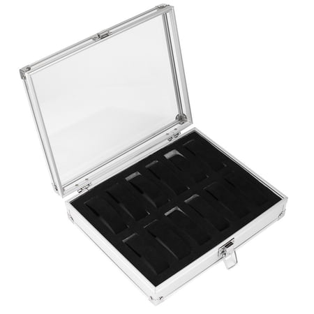 Aluminium Square Jewelry 12 Grid Slots Watches Display Storage Box Case