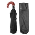 thumbnail image 2 of Travel Umbrella, Automatic Open Close Anti  Folding Umbrella With Wooden Curved Handle, Compact Portable Outdoor Hook Handle Windproof Umbrella With 10 Ribs For Wind And Rain, 2 of 8