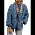 thumbnail image 3 of Chaquetas Acolchadas para Mujer, Informales, de Cuello Alto, Larga, Abrigos de Invierno Extragrandes con Cremallera Azul Gris S, 3 of 7