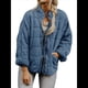 thumbnail image 3 of Chaquetas Acolchadas para Mujer, Informales, de Cuello Alto, Larga, Abrigos de Invierno Extragrandes con Cremallera Azul Gris XXL, 3 of 7
