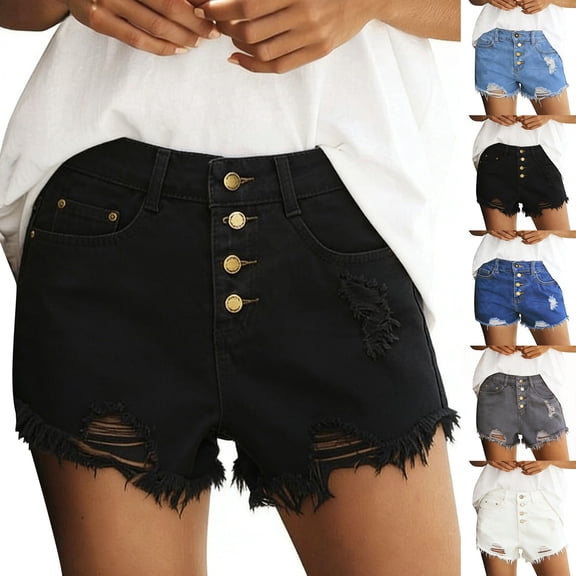 Fengqque Women Plus Size Denim Shorts High Waisted Skinny Stretchy Summer Frayed Raw Hem Distressed Ripped Short Jeans White XL(XL)