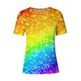 thumbnail image 4 of LYXSSBYX Summer Tshirts for Women Clearance Women Fashion Summer Sexy Printed Regular Women Short Sleeves Round Neck, 4 of 4