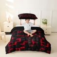 thumbnail image 3 of meiyoeat Red Checkered Grid Twin Duvet Cover For Boys,3D Modern Abstract Geometric Twin Bedding For Kids,Black Reversible,2 Pieces(No Comforter), 3 of 6