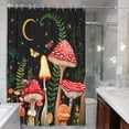 thumbnail image 5 of 84 Inch Extra Long Mushroom Shower Curtain Black and Red Floral Butterfly Waterproof Fabric Bathroom Shower Curtains Aesthetic Moon Flower Plant Bath Curtain with Hooks (72'''' × 84'''', Black), 5 of 6