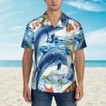 thumbnail image 2 of Fuzoiu Marine Animals Print Hawaiian Shirt for Men, Summer Beach Casual Short Sleeve Button Down Shirts, Men’s Beach Summer Shirts with Pocket,Small, 2 of 7