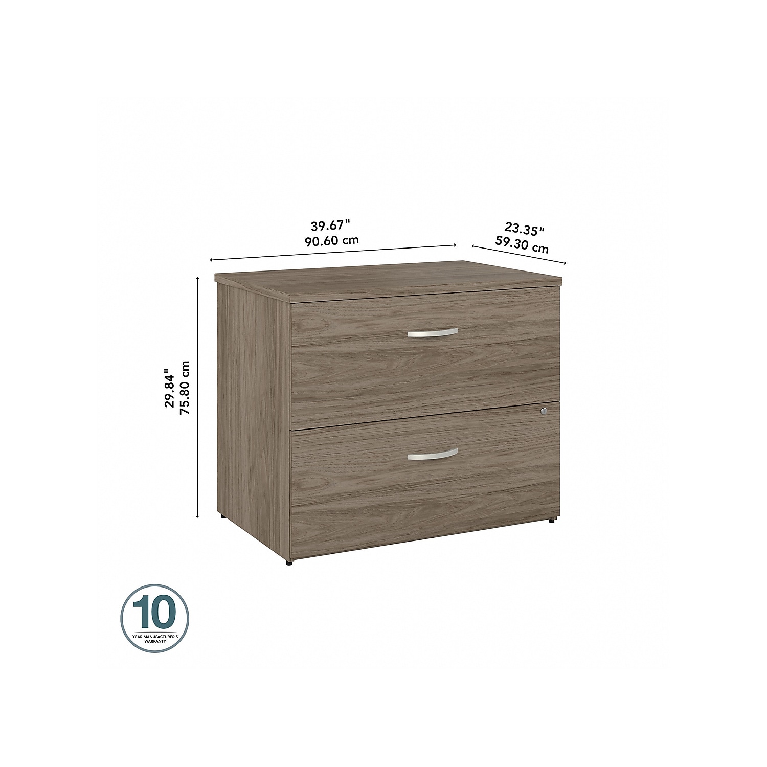 Hybrid 2 Drawer Lateral File Cabinet in Modern Hickory - Engineered Wood - image 4 of 8