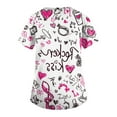 thumbnail image 5 of Lumtrix Valentines Day Scrubs Tops for Women V Neck Heart Print Nursing Uniform Side Slit Plus Size Shirt with Pockets Light pink M, 5 of 5