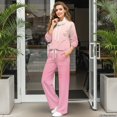 thumbnail image 3 of Glofpot Workout Sets for Women 2 Piece Outfits, Mock Neck Sweatshirt Long Sleeve Pullover Tracksuit, Wide Leg Trousers with Pockets, Matching Lounge Set, Airport Outfit, Pink Gradient Sweat Suit, 3 of 7