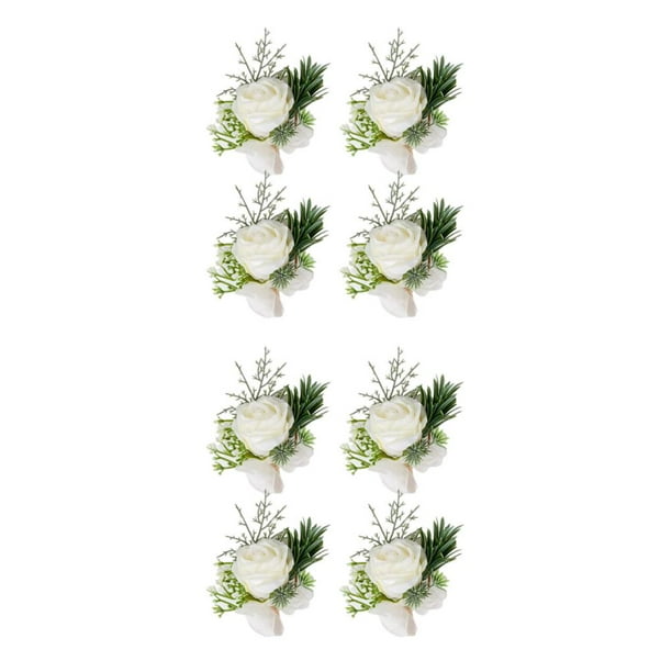 Minnieouse Sueño de novia Ramo de flores artificiales con un toque de elegancia de flores artificiales Boda Fácil de usar Ramillete de ramillete ramillete blanco como la leche Cuerpo 2Conjunto
