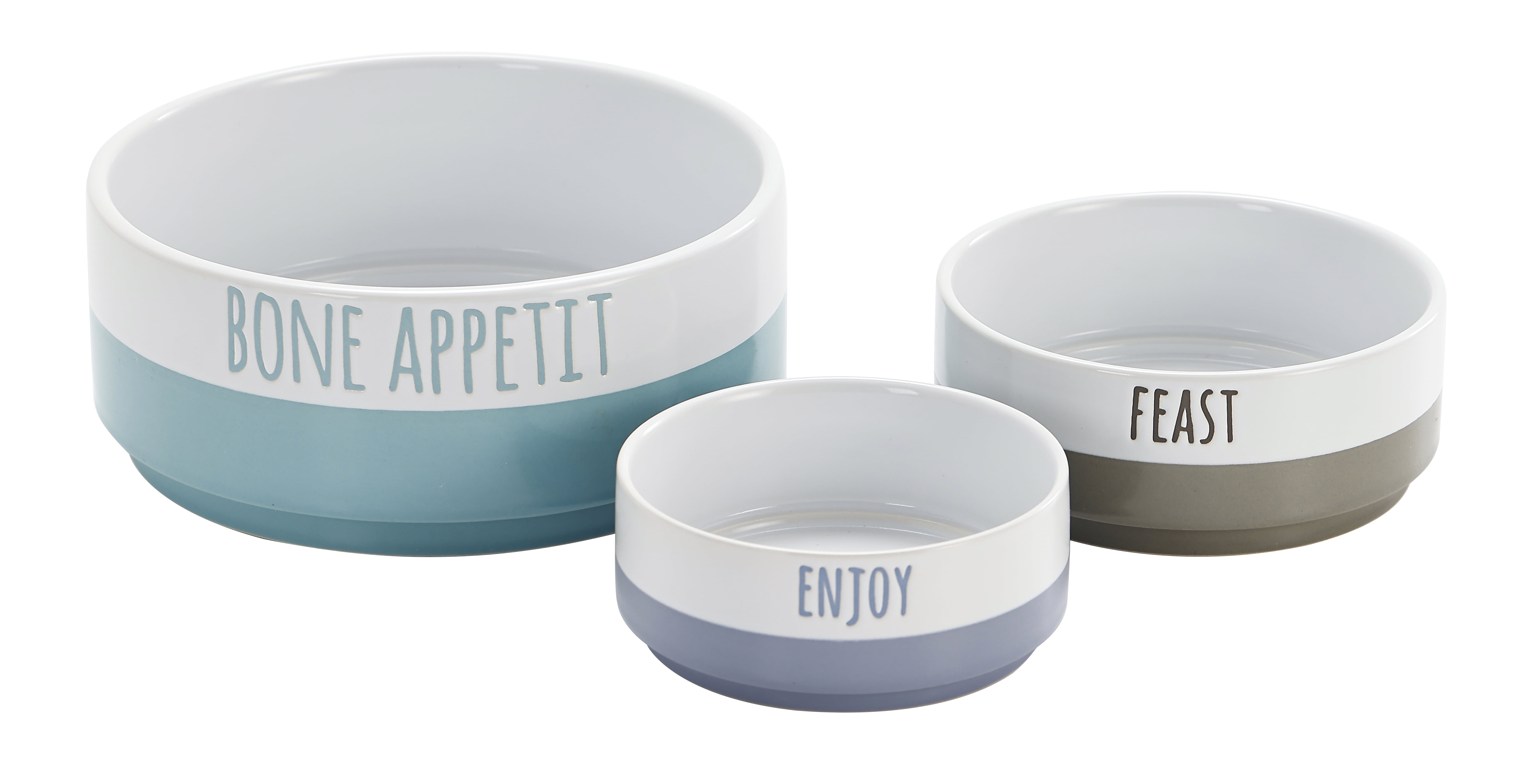 Bico Minimalistic BONE APPETIT Ceramic 76oz Pet Bowl, for Large Size Dog, Puppy, Cat, Kitten, Durable and Dishwasher Safe Stoneware